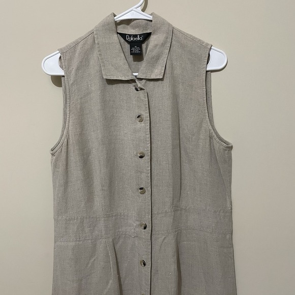 Rafaella Dresses & Skirts - 100% Linen Button Front Collar Sleeveless Maxi Dress Coastal Size 12 Clean Girl